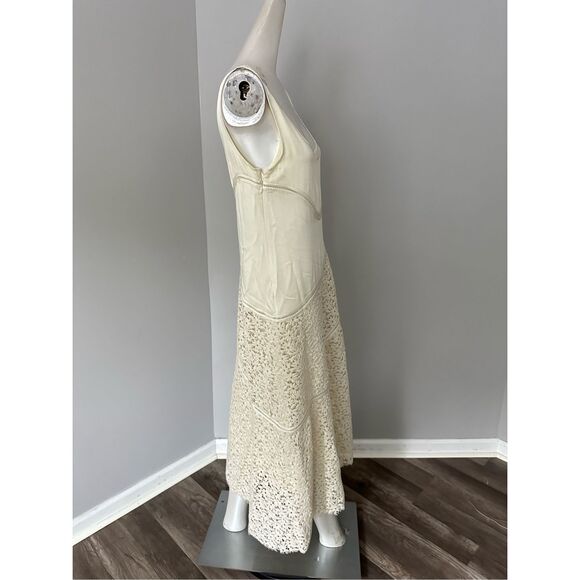 NWT Jil Sander Scoop Neck Floral Lace Asymmetric Midi-Dress Size 38 (US 8) - Picture 6 of 14